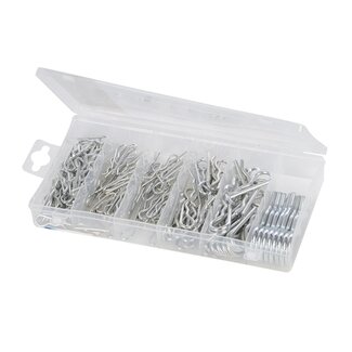 Fixman Assortiment R-clips - 150 stuks - zink-geplateerd staal - diverse maten - met opbergkoffer