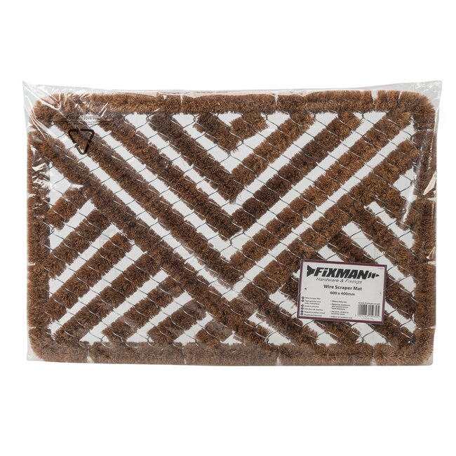 Fixman deurmat - kokosvezel met staaldraad - extra sterk vuilschrapend - 60 x 40 cm - bruin - binnen en buiten