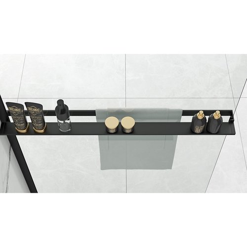 REA Inkortbare Handdoekrek - Planchet 120 cm t.b.v. Douchewand - Mat Zwart REA Inkortbare Handdoekrek - Planchet 120 cm t.b.v. Douchewand - Mat Zwart