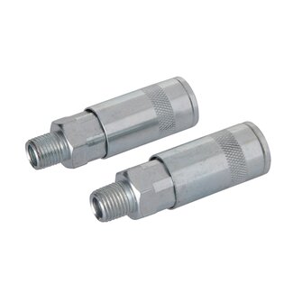 Silverline Luchtslang snelkoppeling - metaal - 1/4 inch BSP buitendraad - 70 mm - zilver - 2 stuks - perslucht