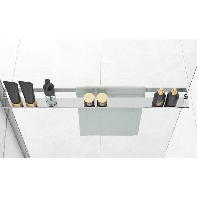 REA Inkortbaar handdoekrek met planchet - chroom - 120 cm - voor douchewand