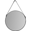 REA Loft Wandspiegel Rond - Ø 65 cm - Zwart Frame met Leren Band REA Loft Wandspiegel Rond - Ø 65 cm - Zwart Frame met Leren Band