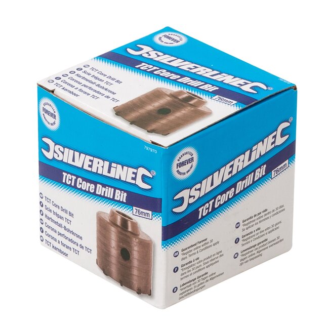 Silverline Kernboor - hardmetaal - zware uitvoering, nauwkeurige gaten - Ø 76 mm - grijs - voor metselwerk, zonder boordoorn