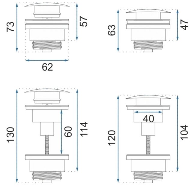 REA Universele wastafel clickwaste - mat zwart - kindvriendelijk design
