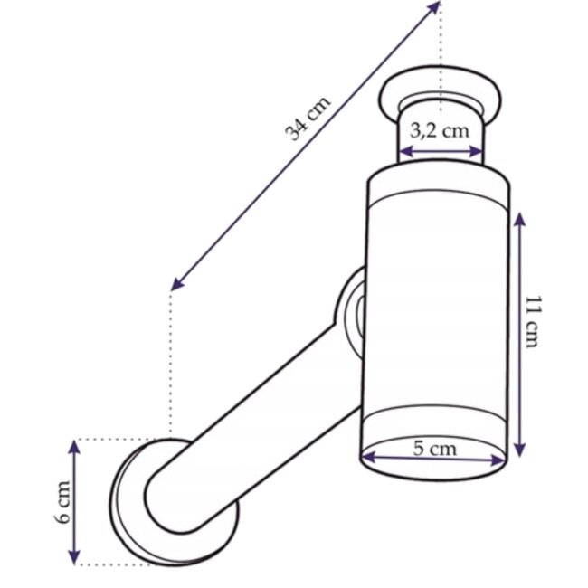 REA Compacte sifon en clickwaste - vintage zwart - kindvriendelijk design