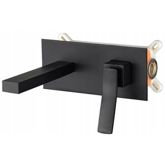 REA Inbouw wastafelkraan - eenhendel - mat zwart - messing - 20 cm uitloop