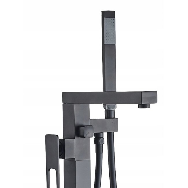 REA Vrijstaande badmengkraan - mat zwart - eengreeps - messing - vloerinstallatie