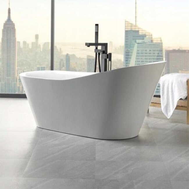 REA Vrijstaande badmengkraan - mat zwart - eengreeps - messing - vloerinstallatie