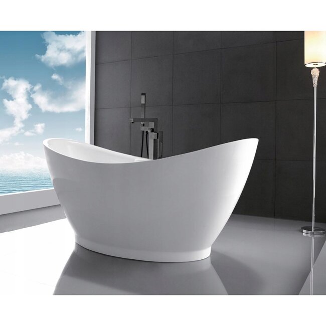 REA Vrijstaande badmengkraan - mat zwart - eengreeps - messing - vloerinstallatie