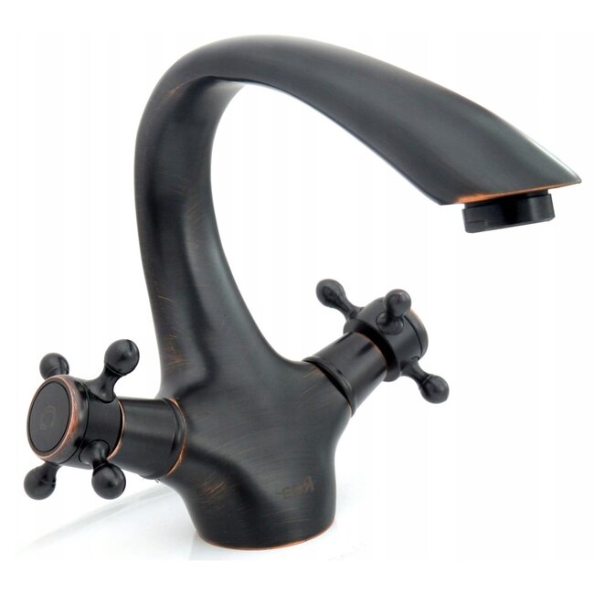 REA Retro wastafelkraan - laag model - vintage zwart - messing - 165 mm hoog