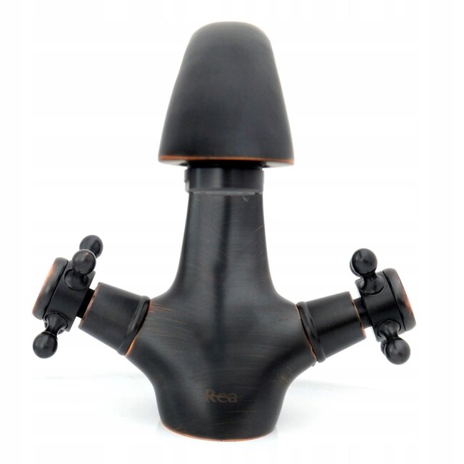 REA Retro wastafelkraan - laag model - vintage zwart - messing - 165 mm hoog