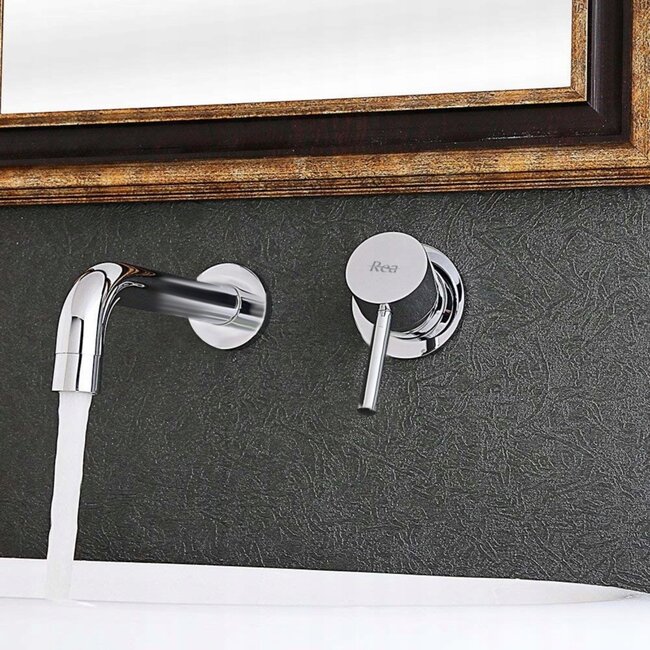 REA Inbouw wastafelkraan - eenhendel - chroom - 18 cm uitloop