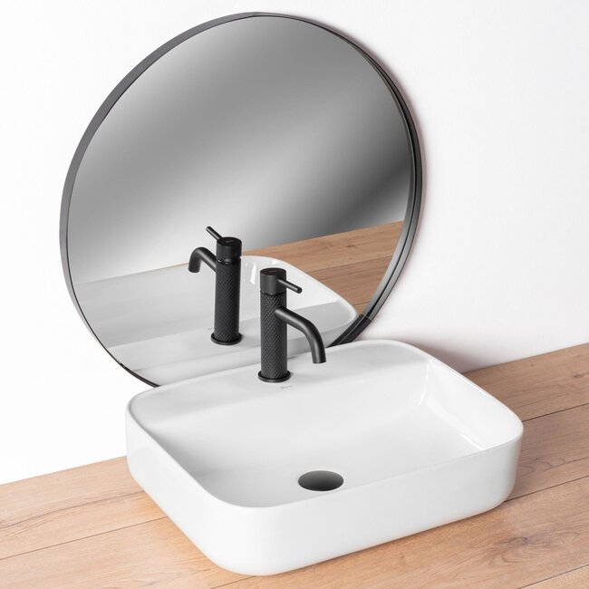 REA Laag model wastafelkraan - mat zwart - modern design - eengreeps - messing - 170 mm hoog