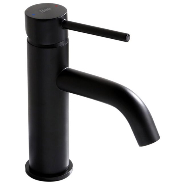 REA Lage wastafelkraan - mat zwart - eengreeps - messing - 165 mm hoogte