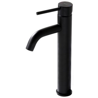 REA Hoog model wastafelkraan - mat zwart - duurzaam messing - eengreeps bediening - 280 mm hoogte