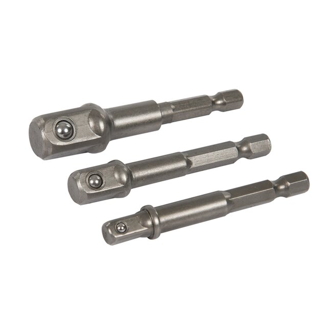 Silverline Dopadapterset voor boormachine - chroom-vanadiumstaal - 1/4 inch, 3/8 inch en 1/2 inch - 6,35 mm zeskant - 3-delig