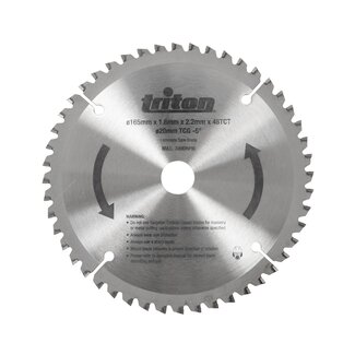 Triton Invalcirkelzaagblad - Ø 165 mm - 48 tands - Hardmetalen korrel - 20 mm asgat