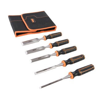 Triton Beitelset - Chroom Vanadium Staal - Ergonomisch Handvat - 5-delig - Inclusief Opbergzak