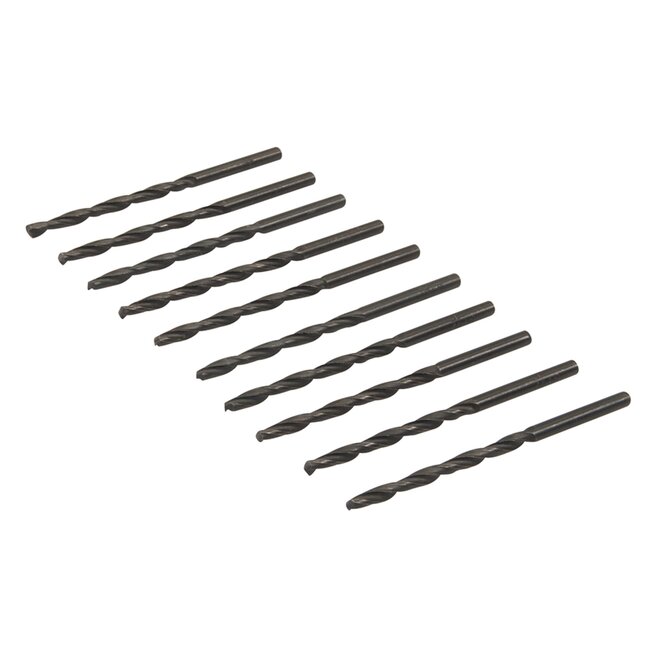 Silverline Metaalboor HSS-R staal rolgewalst - 3,0 mm - zwart - 10 stuks - 118° punt - voor metaal, kunststof en hout