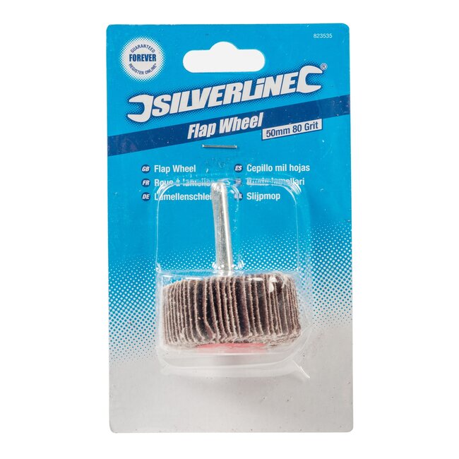 Silverline Slijpmop op schacht - aluminiumoxide - schuren/ontbramen - Ø 50 mm, korrel 80 - bruin - hout, metaal, verf
