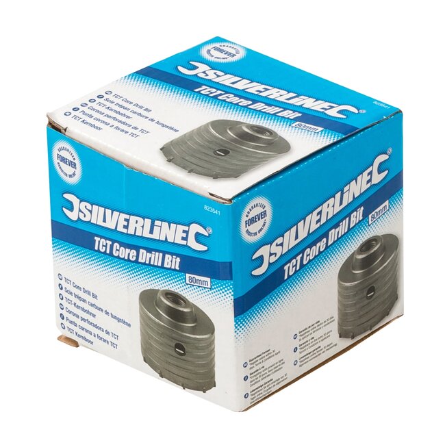 Silverline Kernboor - hardmetaal - nauwkeurige gaten - Ø 80 mm - staalkleurig - zonder boordoorn - metselwerk, steen, beton