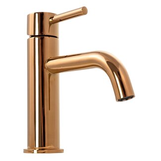 REA Luxe wastafelkraan - rosé goud - laag model - messing - eengreeps - 165 mm hoog