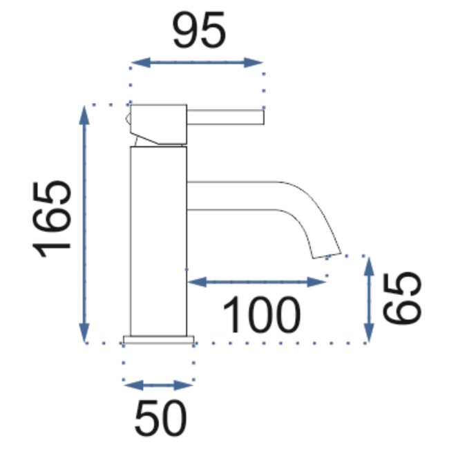 REA Luxe wastafelkraan - rosé goud - laag model - messing - eengreeps - 165 mm hoog