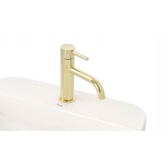 REA Luxe wastafelkraan - goud - laag model - messing - 165 mm hoog