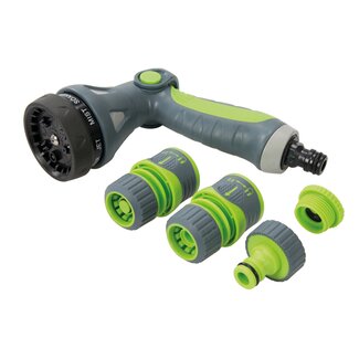 Silverline Sproeiset met 9 patronen - Softgrip handvat - Inclusief snelkoppelingen - 5-delig