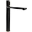 REA Hoog model wastafelkraan - mat zwart en goud - luxe design - messing - 310 mm hoogte