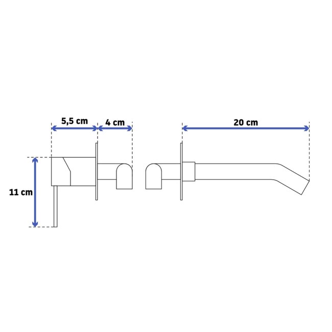 REA Inbouw wastafelmengkraan - eengreeps - goud - messing - 20 cm uitloop
