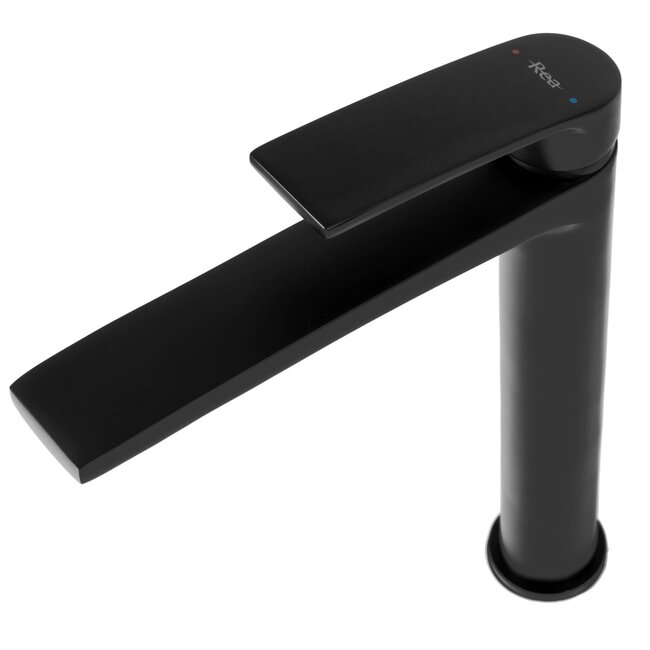 REA Hoog model wastafelkraan - mat zwart - modern design - messing - 225 mm hoogte