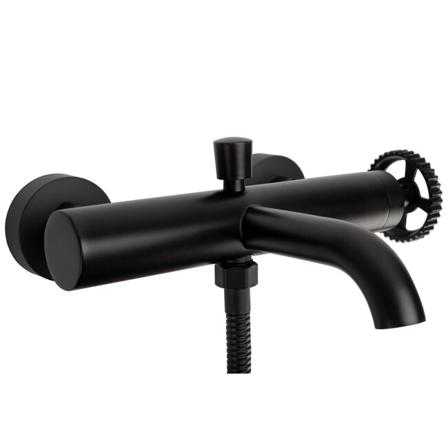 REA Badmengkraan met handdoucheset - mat zwart - industrieel design - muurmontage
