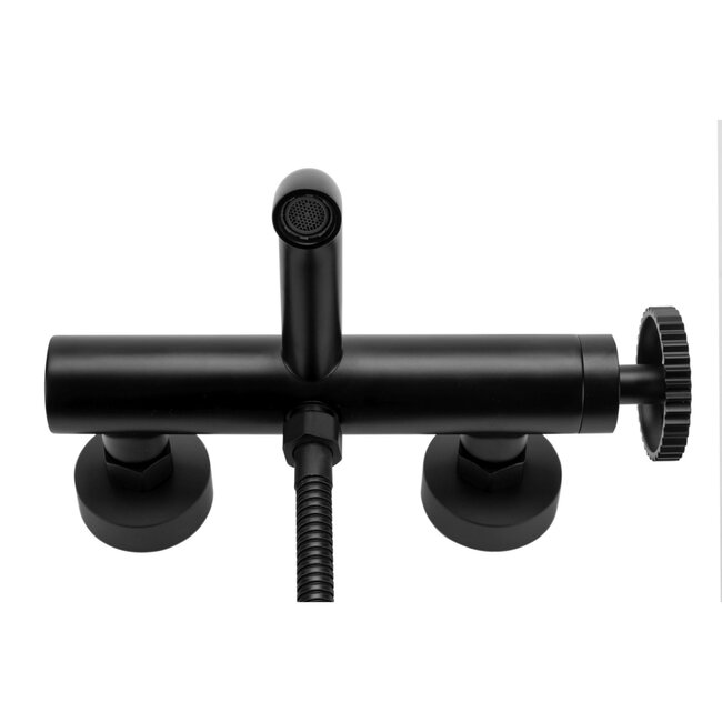 REA Badmengkraan met handdoucheset - mat zwart - industrieel design - muurmontage