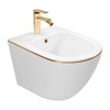 REA Carlo Mini Wandbidet - 49.5 cm - Glans Wit - Gold Edge REA Carlo Mini Wandbidet - 49.5 cm - Glans Wit - Gold Edge