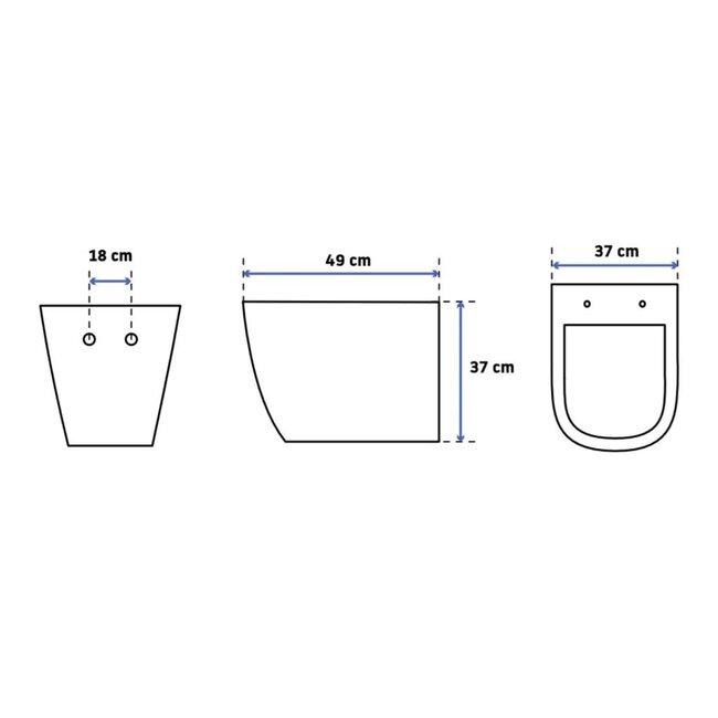 REA Rimless wandcloset - mat zwart - diepspoel - 49 cm - softclose zitting