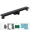 REA Drain Douchegoot Ondiep met Flens 60 cm - Grieks Rooster - Mat Zwart REA Drain Douchegoot Ondiep met Flens 60 cm - Grieks Rooster - Mat Zwart