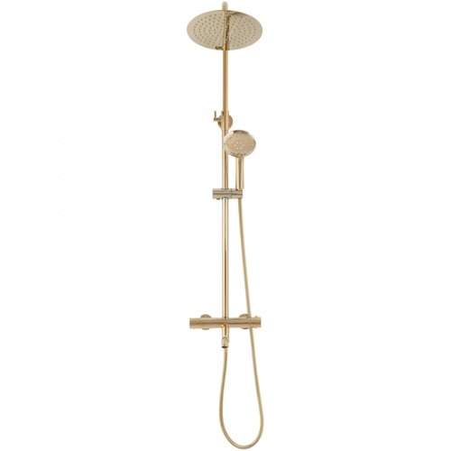 REA Lungo - Douchekraan Thermostatisch Opbouw - Regendouche 25 cm - Glans Goud REA Lungo - Douchekraan Thermostatisch Opbouw - Regendouche 25 cm - Glans Goud