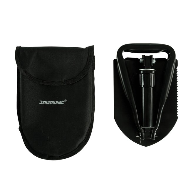 Silverline Opvouwbare tuinschop - staal - met draagzak - 580 mm totaal, 235 mm opgevouwen - zwart - voor graven, tuin en kamperen