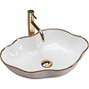 REA Pearl Opzetwastafel - Waskom - 51.5 x 37.5 x 13.5 cm - Glans Wit met Gouden Lijn REA Pearl Opzetwastafel - Waskom - 51.5 x 37.5 x 13.5 cm - Glans Wit met Gouden Lijn