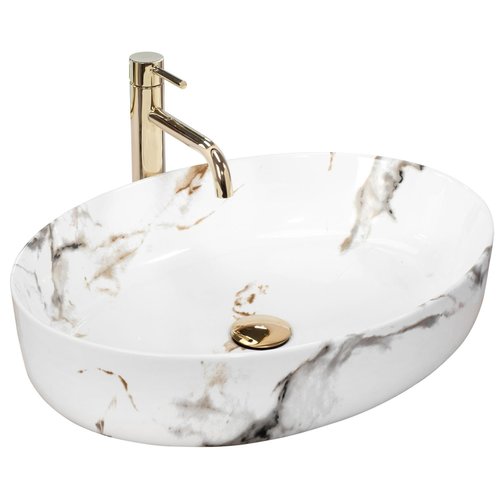 REA Queen Opzetwastafel - Waskom - 55 x 41.5 x 14 cm - Lava Glans - Marmerlook REA Queen Opzetwastafel - Waskom - 55 x 41.5 x 14 cm - Lava Glans - Marmerlook