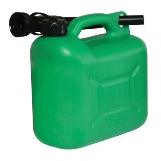 Silverline brandstof jerrycan - kunststof - flexibele schenktuit, lekvrij - 5 liter - groen - voor auto, garage en werkplaats