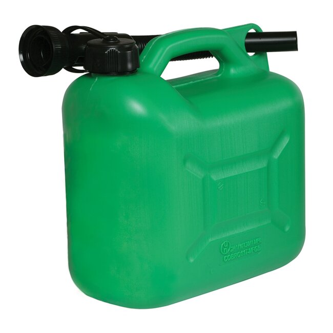 Silverline brandstof jerrycan - kunststof - flexibele schenktuit, lekvrij - 5 liter - groen - voor auto, garage en werkplaats