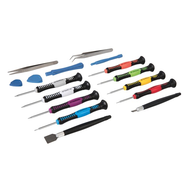 Silverline Precisie reparatieset - 16-delig - voor telefoons en tablets - met soft-grip handvaten
