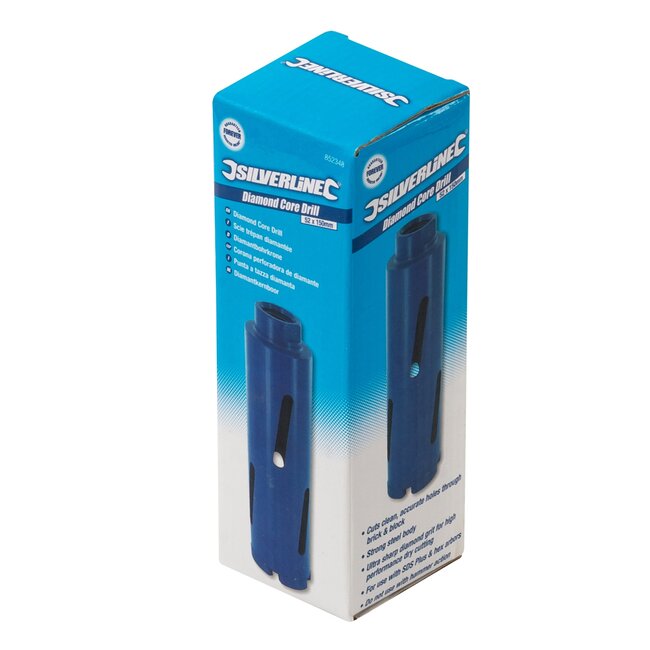 Silverline kernboor diamant – precisieboren – Ø 52 mm × 150 mm – veiligheidskoppeling – metselwerk – zware uitvoering – stofarm