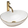 REA Sofia Opzetwastafel - Waskom - 41 x 34.5 x 15 cm - Wit met Gouden Lijn REA Sofia Opzetwastafel - Waskom - 41 x 34.5 x 15 cm - Wit met Gouden Lijn
