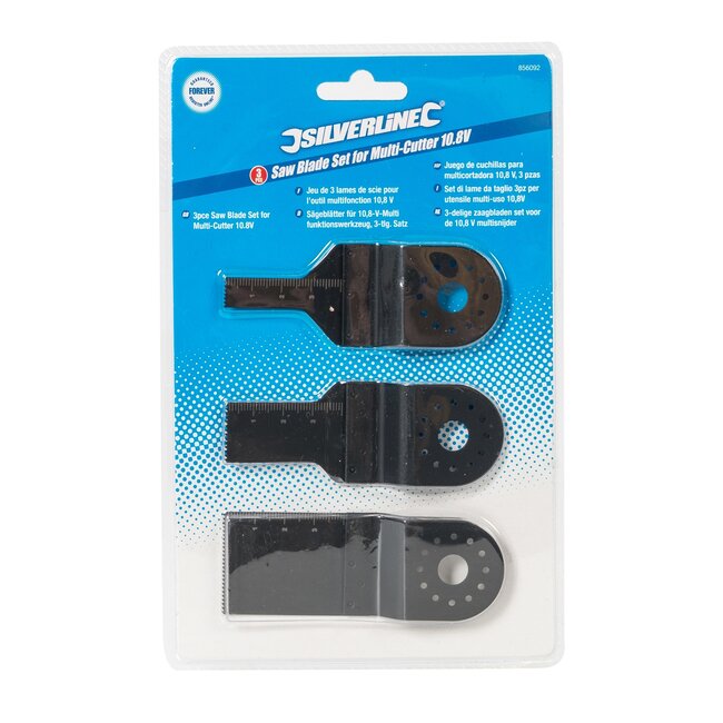Silverline multitool invalzaagbladen set - koolstofrijk staal - 10, 20, 34 mm - mat - 3 stuks - zachthout, spaanplaat, gipsplaat