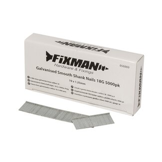 Fixman Gegalvaniseerde 18 Gauge - Tacker Spijkers - Gladde Schacht - 19 x 1.25 mm - 5000 stuks