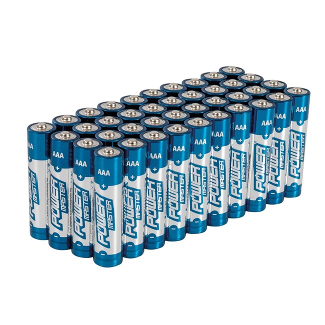 Powermaster AAA batterijen - alkalisch 1,5 V - 0% kwik, cadmium en lood - 40 stuks - voor zaklampen en afstandsbedieningen