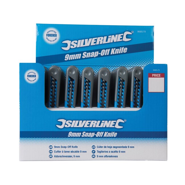 Silverline Afbreekmesset - kunststof handvat - zelfvergrendelend, 11 segmenten - 9 mm - 48 stuks - voor karton en folie